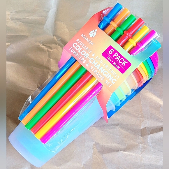 🆕️Manna Hydration 12oz Reusable Color Changing Tumber Set⭐️6pk RAINBOW - Picture 3 of 10